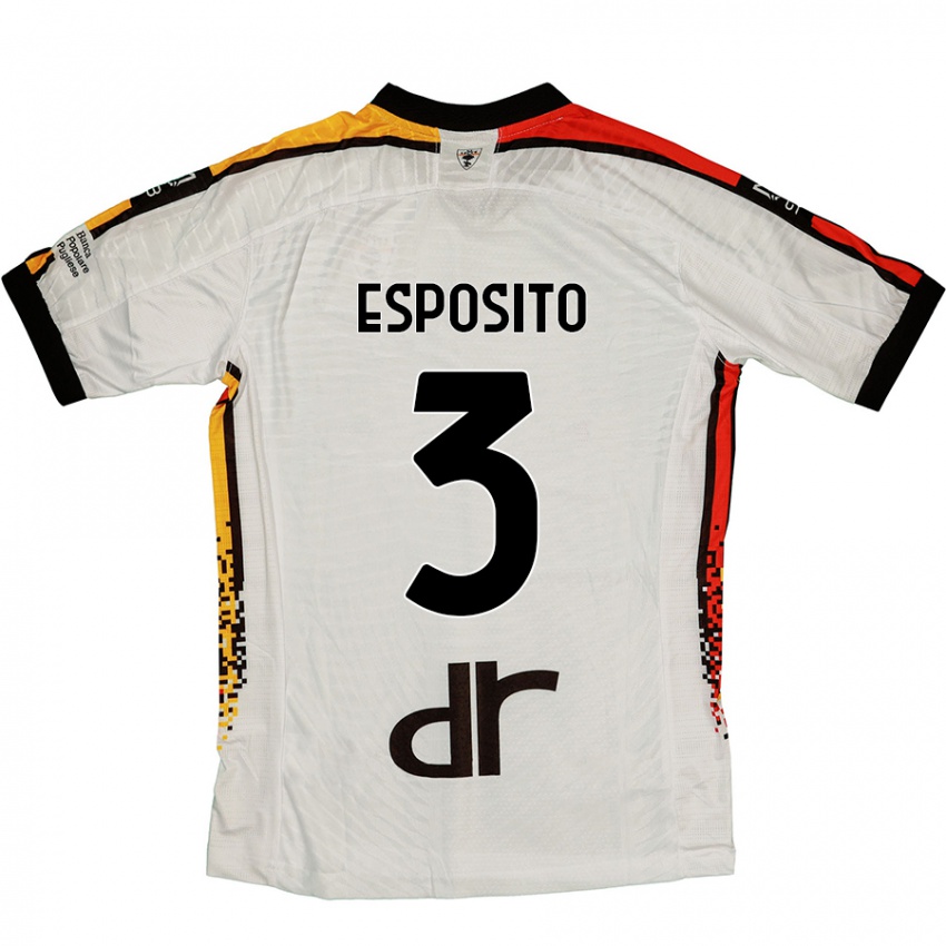 Hombre Camiseta Sebastian Esposito #3 Blanco Negro 2ª Equipación 2024/25 La Camisa Argentina