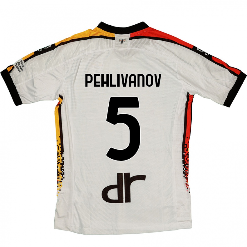 Hombre Camiseta Cristian Pehlivanov #5 Blanco Negro 2ª Equipación 2024/25 La Camisa Argentina