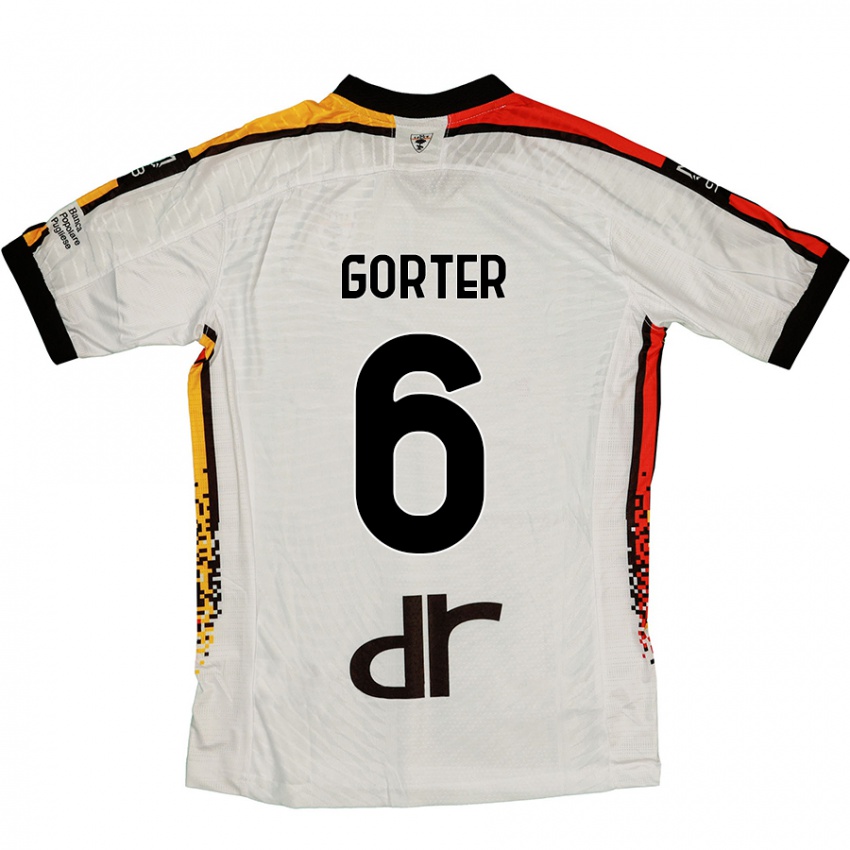 Hombre Camiseta Olaf Gorter #6 Blanco Negro 2ª Equipación 2024/25 La Camisa Argentina