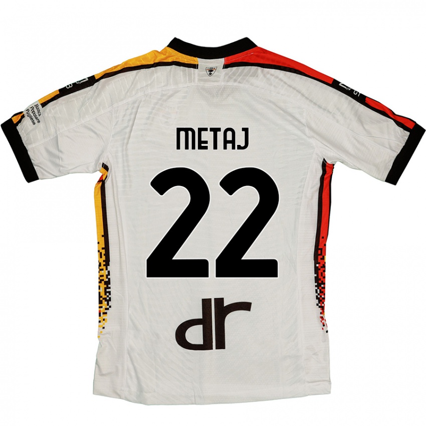 Hombre Camiseta Dejvi Metaj #22 Blanco Negro 2ª Equipación 2024/25 La Camisa Argentina