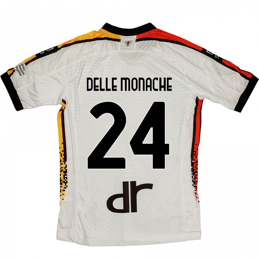 Hombre Camiseta Marco Delle Monache #24 Blanco Negro 2ª Equipación 2024/25 La Camisa Argentina