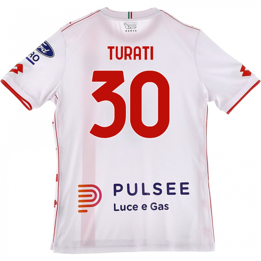 Hombre Camiseta Stefano Turati #30 Blanco Rojo 2ª Equipación 2024/25 La Camisa Argentina