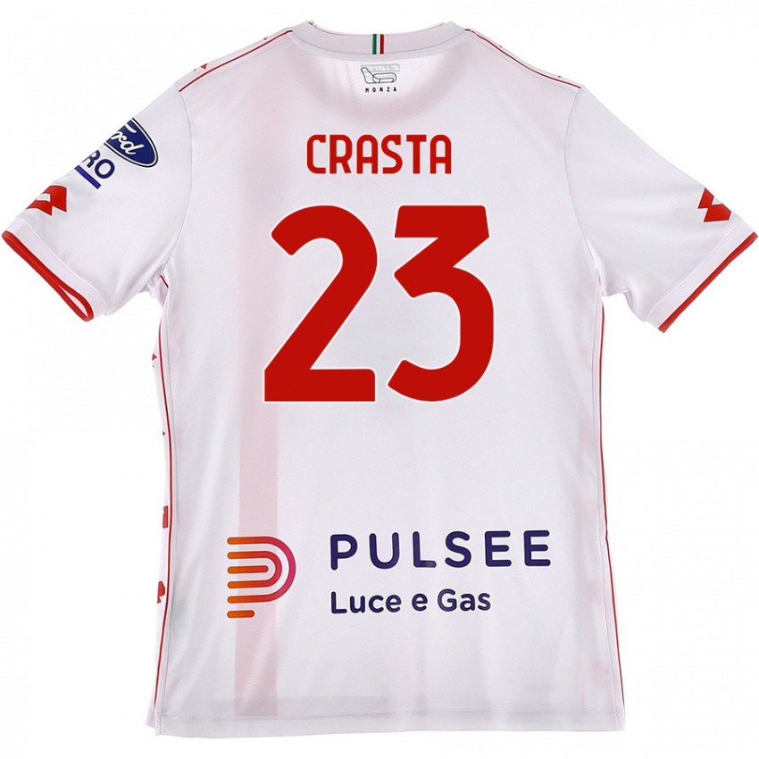 Hombre Camiseta Mario Crasta #23 Blanco Rojo 2ª Equipación 2024/25 La Camisa Argentina