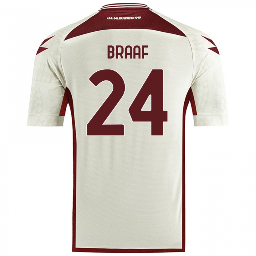 Hombre Camiseta Jayden Braaf #24 Color Crema 2ª Equipación 2024/25 La Camisa Argentina