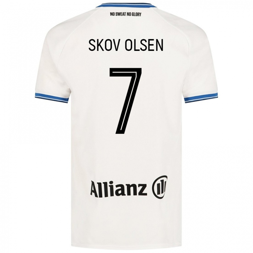 Hombre Camiseta Andreas Skov Olsen #7 Blanco 2ª Equipación 2024/25 La Camisa Argentina