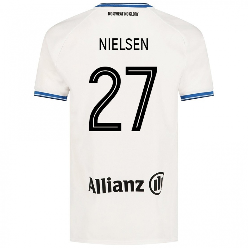 Hombre Camiseta Casper Nielsen #27 Blanco 2ª Equipación 2024/25 La Camisa Argentina