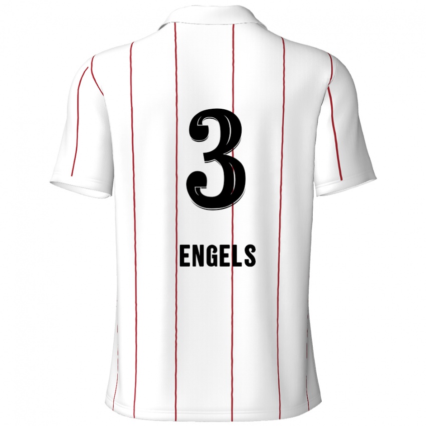 Hombre Camiseta Björn Engels #3 Blanco Negro 2ª Equipación 2024/25 La Camisa Argentina