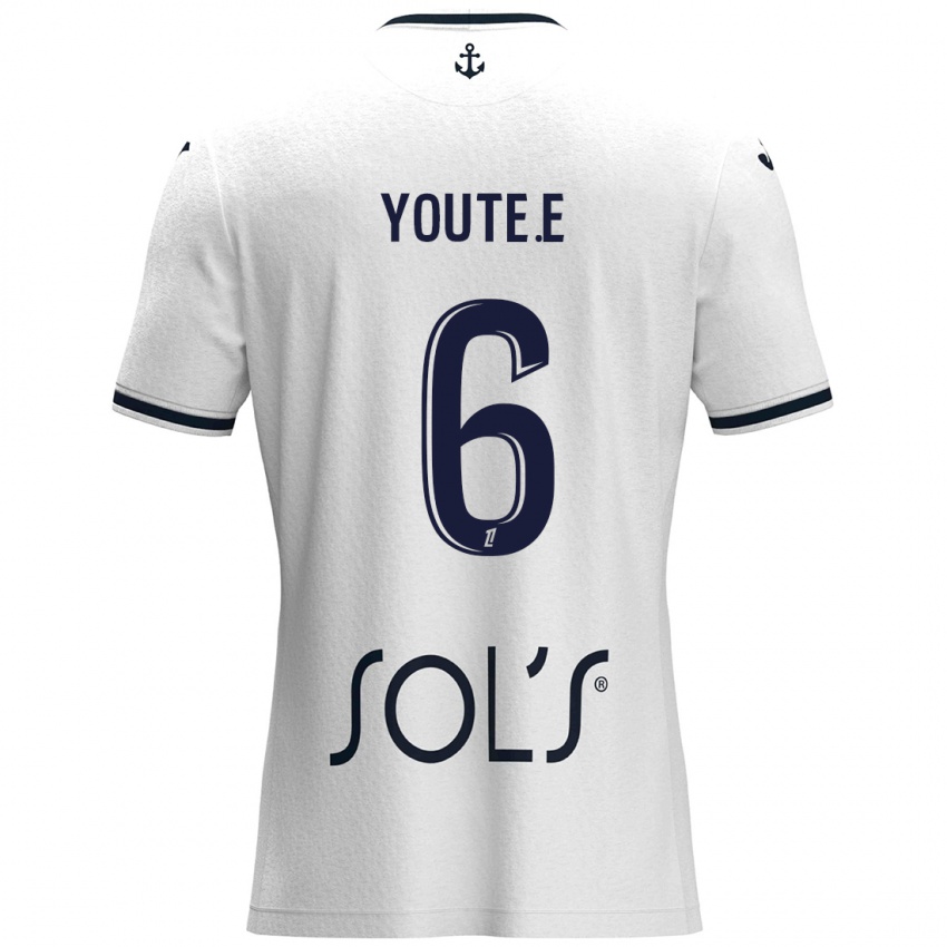 Hombre Camiseta Étienne Youté Kinkoué #6 Blanco Azul Oscuro 2ª Equipación 2024/25 La Camisa Argentina