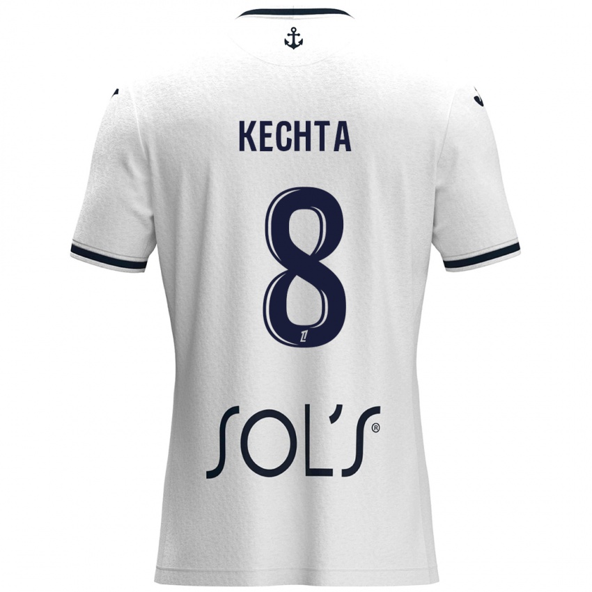 Hombre Camiseta Yassine Kechta #8 Blanco Azul Oscuro 2ª Equipación 2024/25 La Camisa Argentina