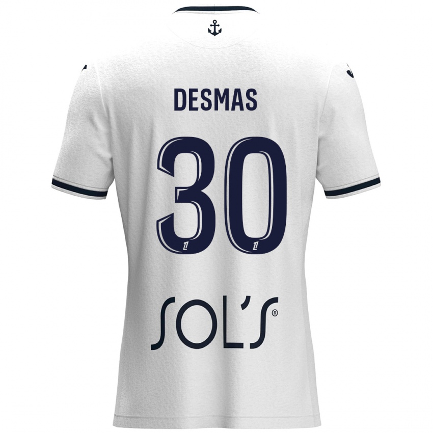 Hombre Camiseta Arthur Desmas #30 Blanco Azul Oscuro 2ª Equipación 2024/25 La Camisa Argentina