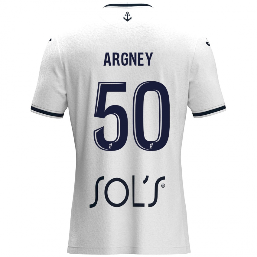 Hombre Camiseta Paul Argney #50 Blanco Azul Oscuro 2ª Equipación 2024/25 La Camisa Argentina