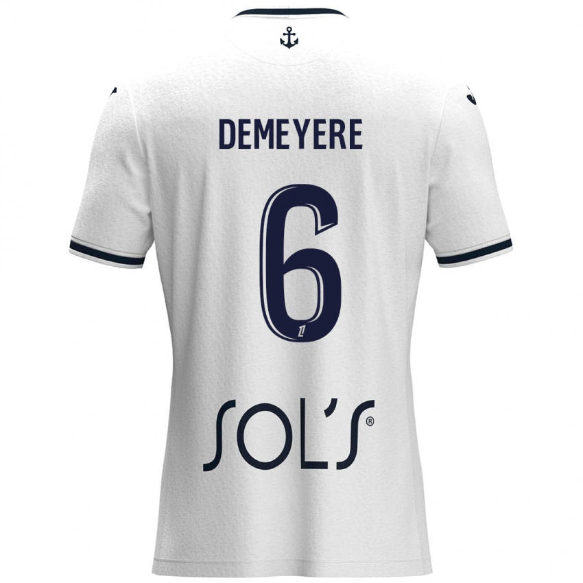 Hombre Camiseta Silke Demeyere #6 Blanco Azul Oscuro 2ª Equipación 2024/25 La Camisa Argentina