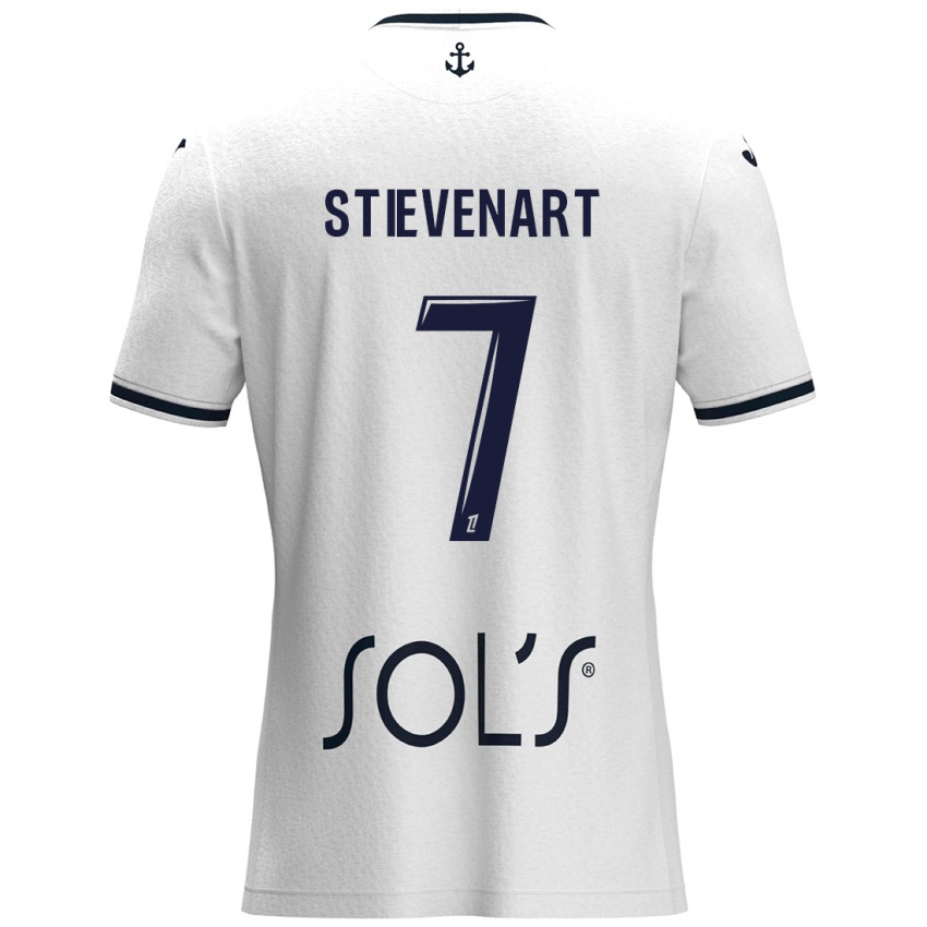 Hombre Camiseta Zoé Stievenart #7 Blanco Azul Oscuro 2ª Equipación 2024/25 La Camisa Argentina