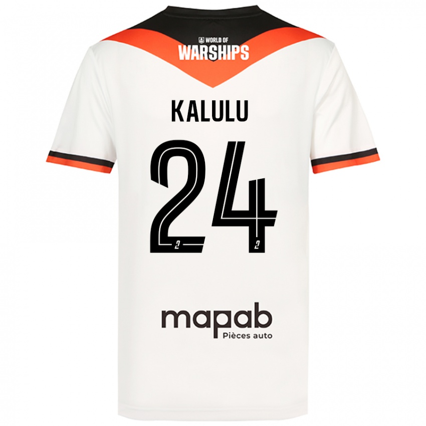 Hombre Camiseta Gédéon Kalulu #24 Blanco 2ª Equipación 2024/25 La Camisa Argentina