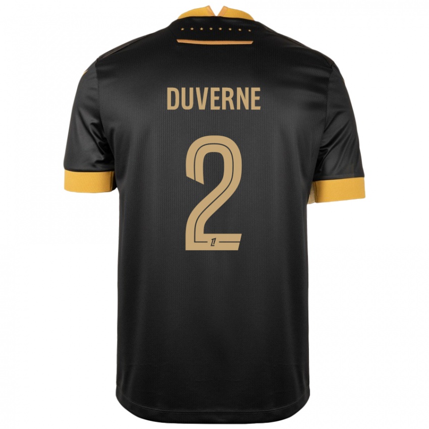 Hombre Camiseta Jean-Kévin Duverne #2 Negro Marrón 2ª Equipación 2024/25 La Camisa Argentina