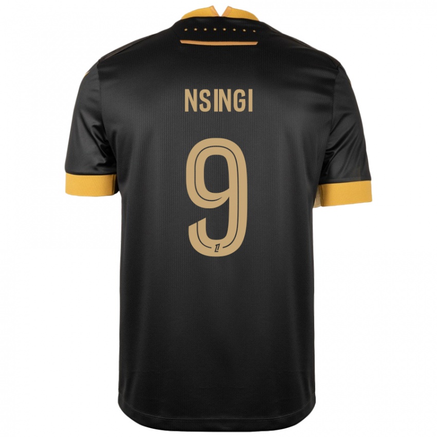 Hombre Camiseta Plamedi Nsingi #9 Negro Marrón 2ª Equipación 2024/25 La Camisa Argentina