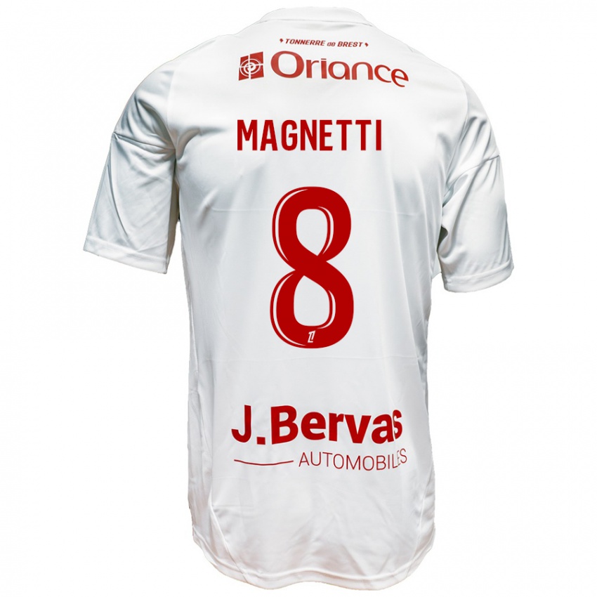 Hombre Camiseta Hugo Magnetti #8 Blanco Rojo 2ª Equipación 2024/25 La Camisa Argentina