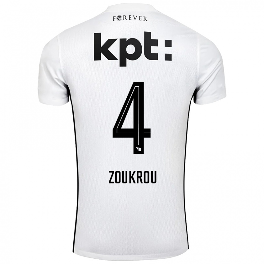 Hombre Camiseta Tanguy Zoukrou #4 Blanco Negro 2ª Equipación 2024/25 La Camisa Argentina