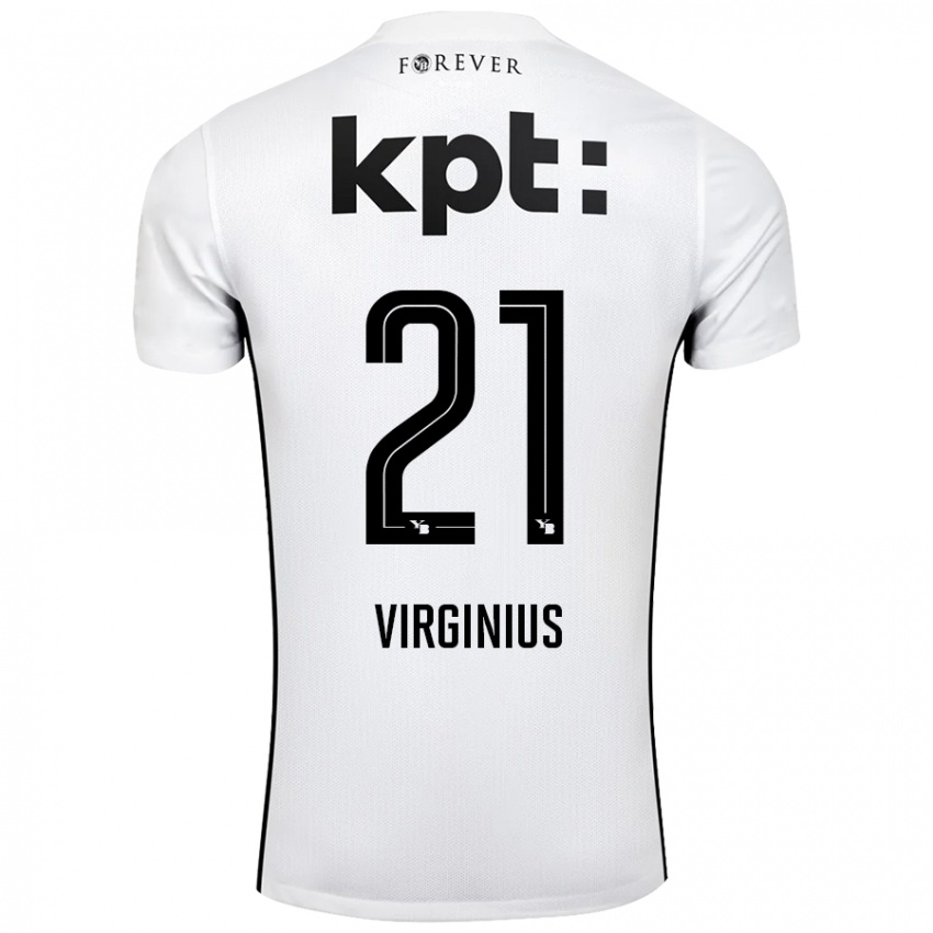 Hombre Camiseta Alan Virginius #21 Blanco Negro 2ª Equipación 2024/25 La Camisa Argentina