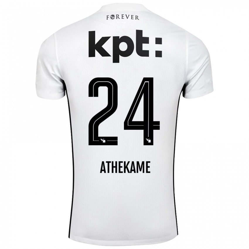 Hombre Camiseta Zachary Athekame #24 Blanco Negro 2ª Equipación 2024/25 La Camisa Argentina