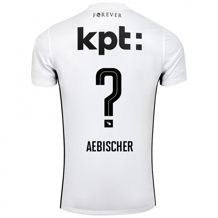 Hombre Camiseta Nico Aebischer #0 Blanco Negro 2ª Equipación 2024/25 La Camisa Argentina