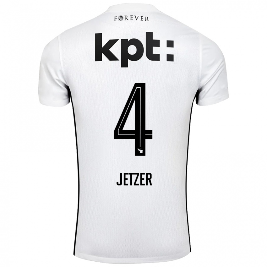 Hombre Camiseta Lorin Jetzer #4 Blanco Negro 2ª Equipación 2024/25 La Camisa Argentina