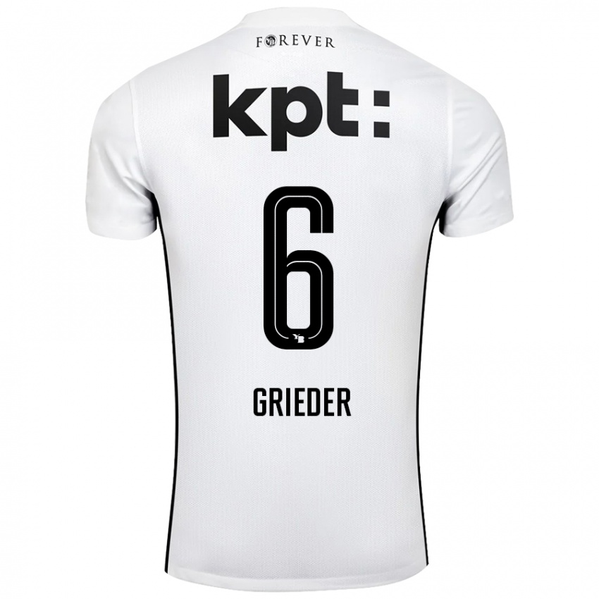 Hombre Camiseta Lionel Grieder #6 Blanco Negro 2ª Equipación 2024/25 La Camisa Argentina