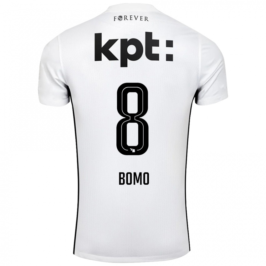 Hombre Camiseta Jacques Bomo #8 Blanco Negro 2ª Equipación 2024/25 La Camisa Argentina