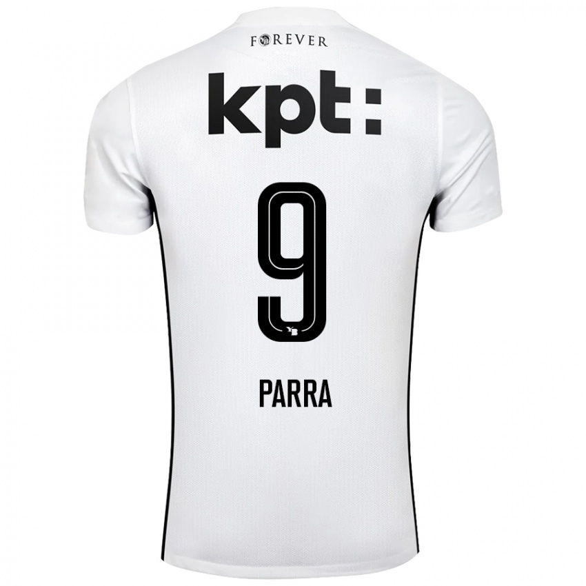 Hombre Camiseta Hugo Parra #9 Blanco Negro 2ª Equipación 2024/25 La Camisa Argentina