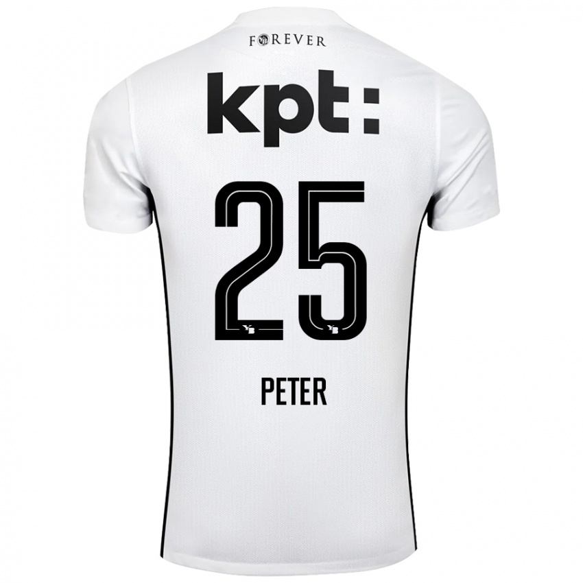 Hombre Camiseta Luc Peter #25 Blanco Negro 2ª Equipación 2024/25 La Camisa Argentina