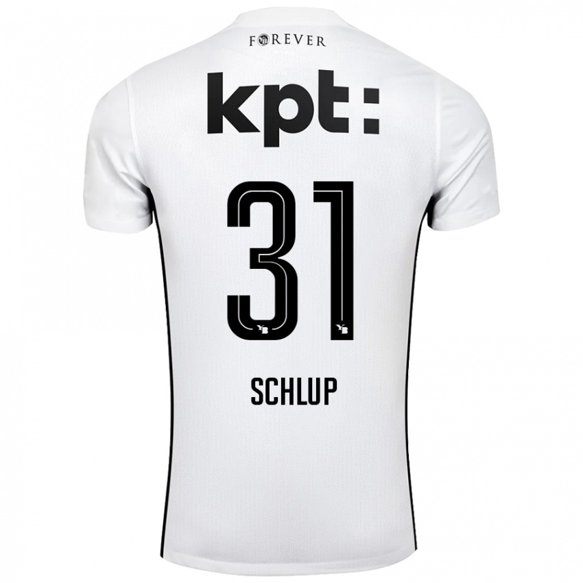 Hombre Camiseta Giulia Schlup #31 Blanco Negro 2ª Equipación 2024/25 La Camisa Argentina