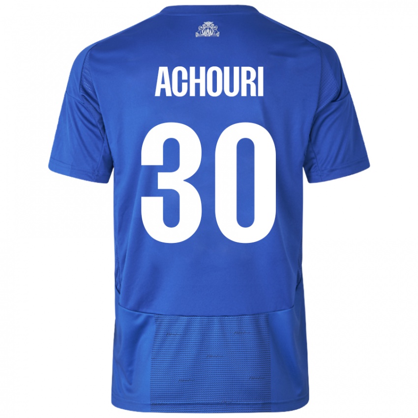 Hombre Camiseta Elias Achouri #30 Blanco Azul 2ª Equipación 2024/25 La Camisa Argentina