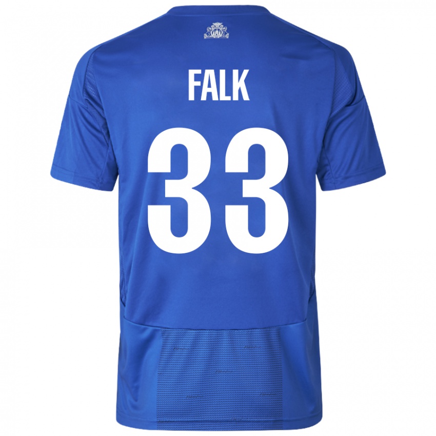 Hombre Camiseta Rasmus Falk #33 Blanco Azul 2ª Equipación 2024/25 La Camisa Argentina