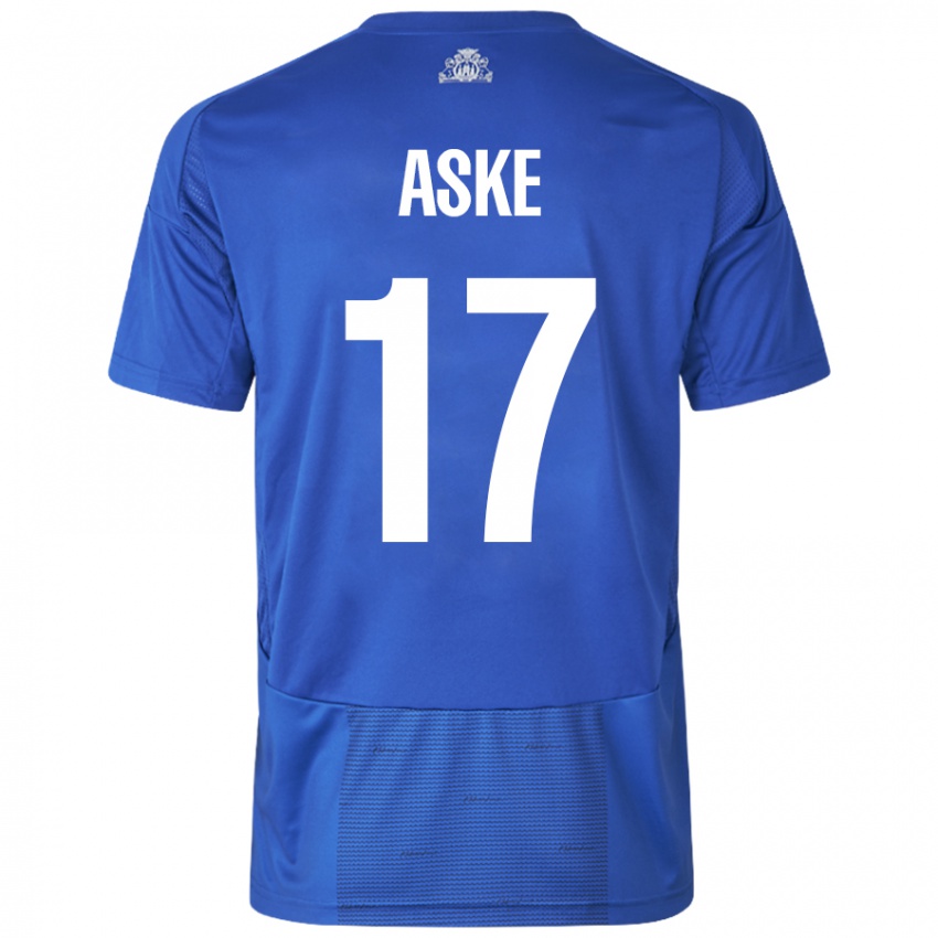 Hombre Camiseta Aske Christensen #17 Blanco Azul 2ª Equipación 2024/25 La Camisa Argentina