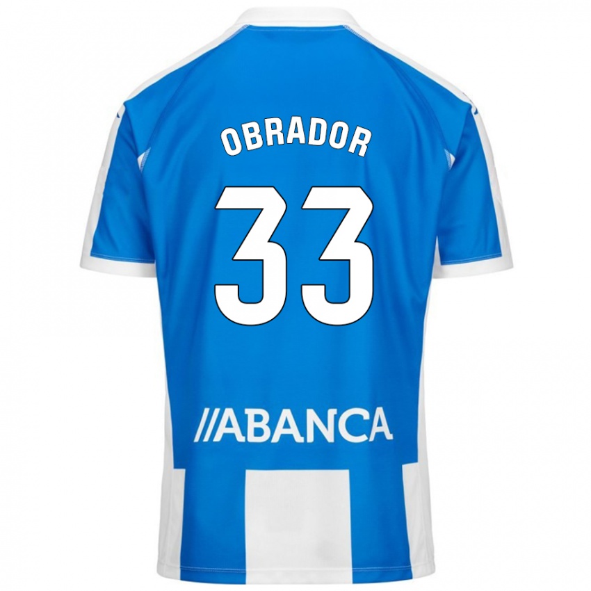 Mujer Camiseta Rafel Obrador #33 Azul Blanco 1ª Equipación 2024/25 La Camisa Argentina