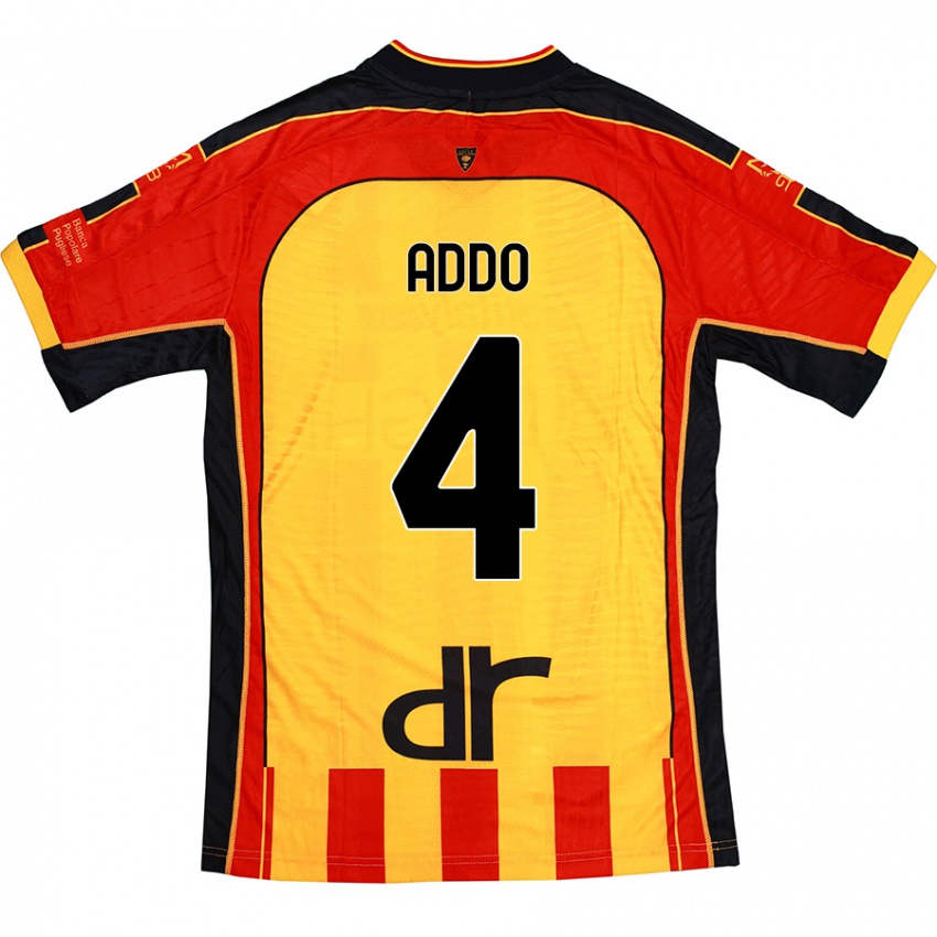 Mujer Camiseta Vernon Addo #4 Amarillo Rojo 1ª Equipación 2024/25 La Camisa Argentina