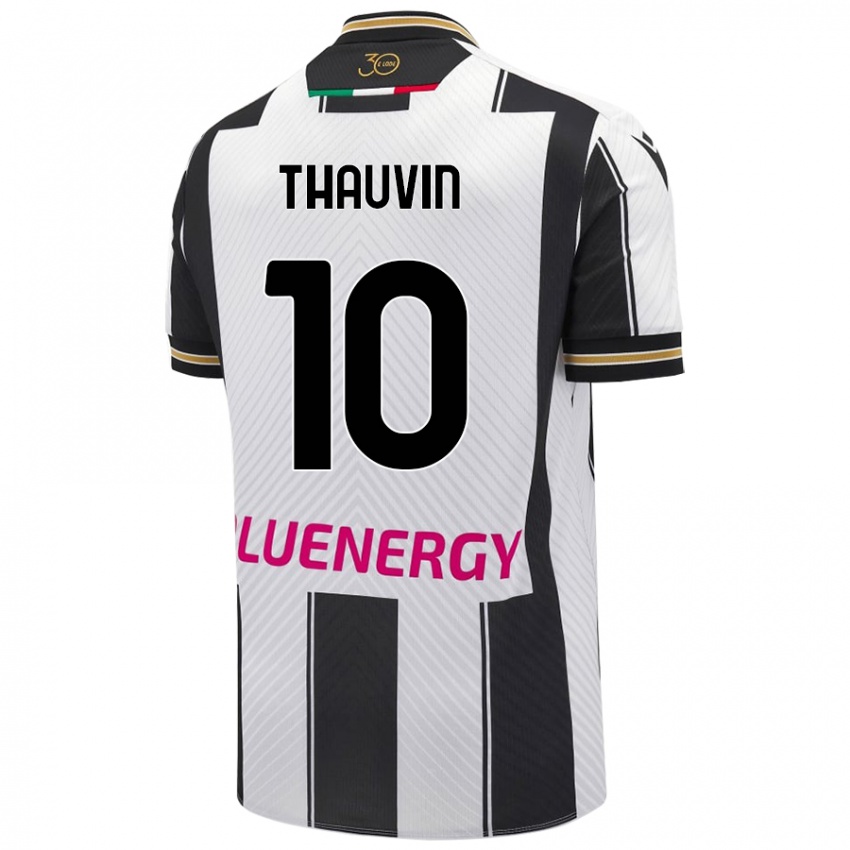 Mujer Camiseta Florian Thauvin #10 Blanco Negro 1ª Equipación 2024/25 La Camisa Argentina