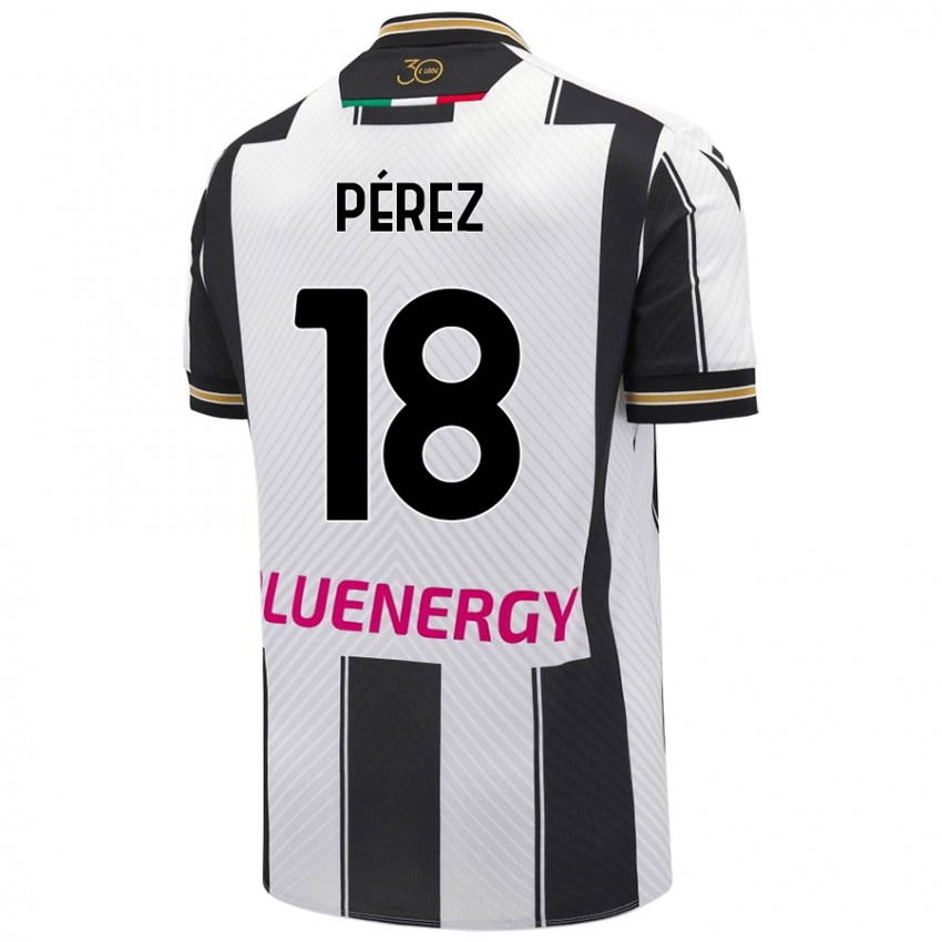 Mujer Camiseta Nehuén Pérez #18 Blanco Negro 1ª Equipación 2024/25 La Camisa Argentina