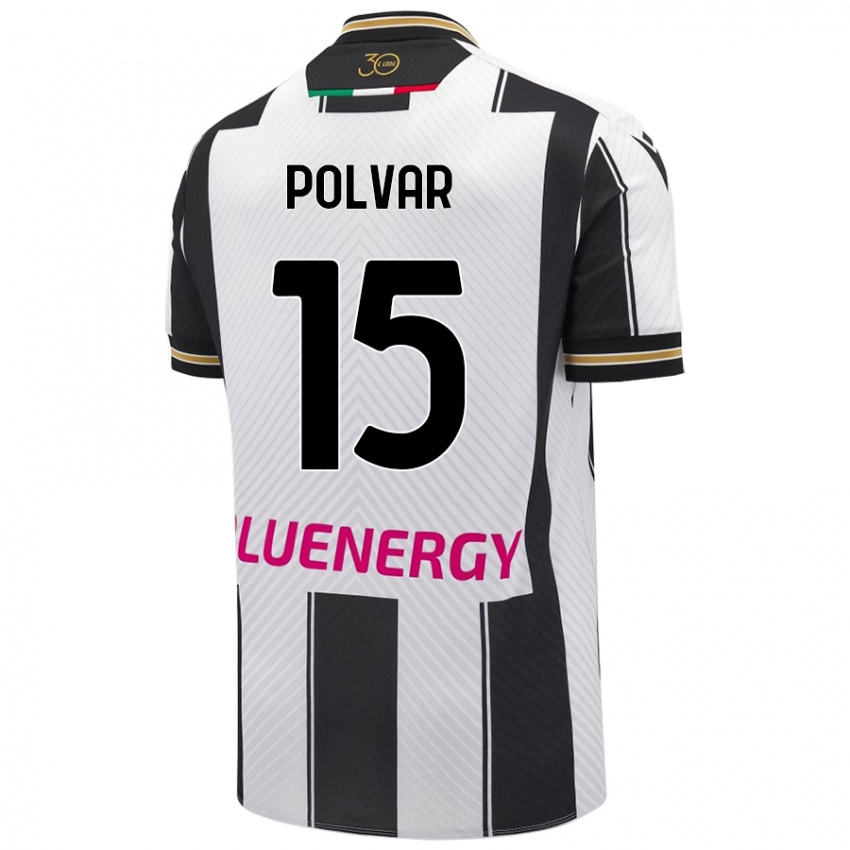 Mujer Camiseta Francesco Polvar #15 Blanco Negro 1ª Equipación 2024/25 La Camisa Argentina