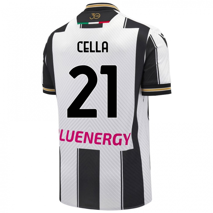 Mujer Camiseta Leonardo Cella #21 Blanco Negro 1ª Equipación 2024/25 La Camisa Argentina