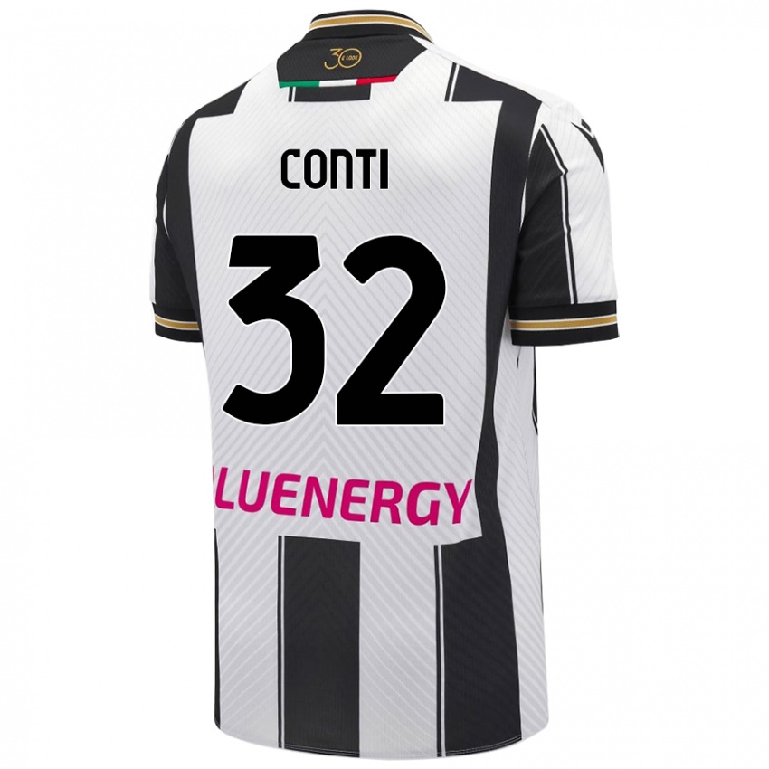 Mujer Camiseta Manuel Conti #32 Blanco Negro 1ª Equipación 2024/25 La Camisa Argentina