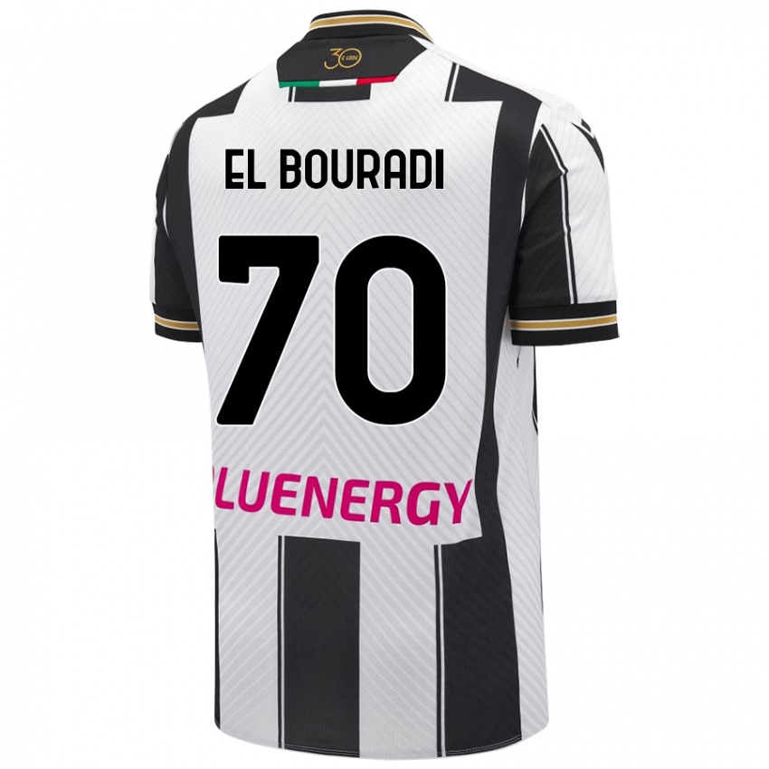 Mujer Camiseta Walid El Bouradi #70 Blanco Negro 1ª Equipación 2024/25 La Camisa Argentina