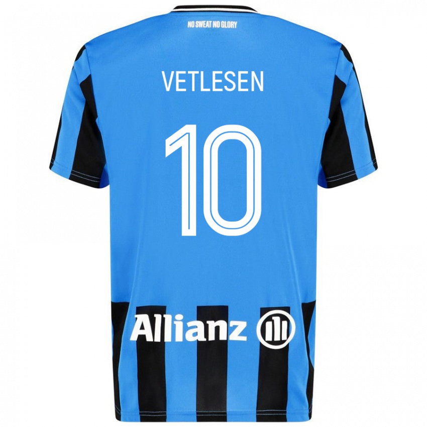 Mujer Camiseta Hugo Vetlesen #10 Azul Cielo Negro 1ª Equipación 2024/25 La Camisa Argentina