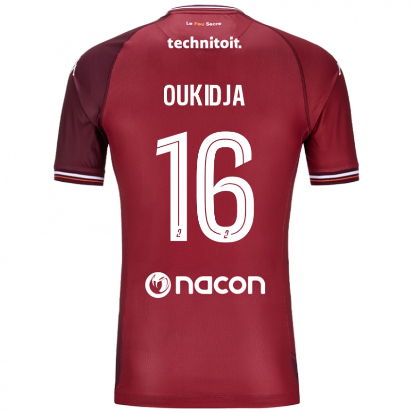 Mujer Camiseta Alexandre Oukidja #16 Rojo Granata 1ª Equipación 2024/25 La Camisa Argentina