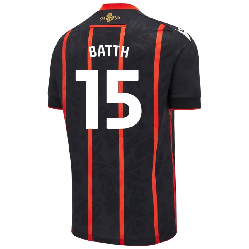 Mujer Camiseta Danny Batth #15 Negro Rojo 2ª Equipación 2024/25 La Camisa Argentina