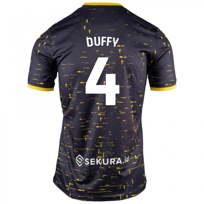 Mujer Camiseta Shane Duffy #4 Negro Amarillo 2ª Equipación 2024/25 La Camisa Argentina