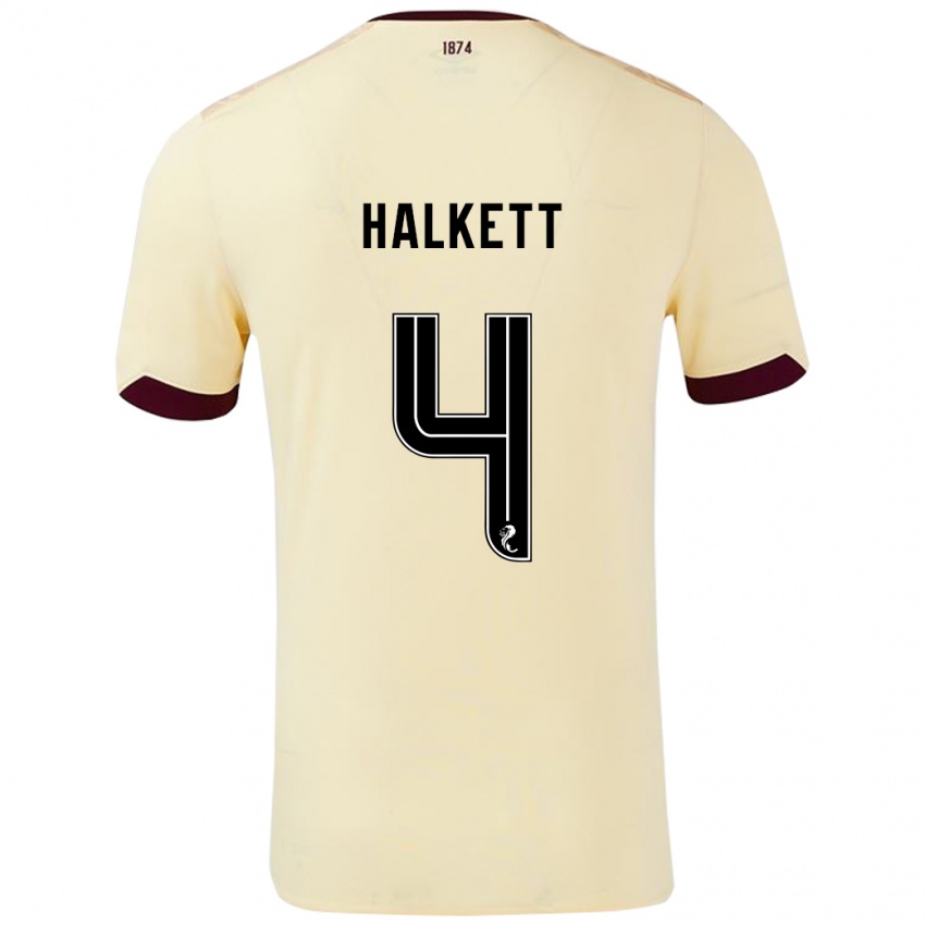 Mujer Camiseta Craig Halkett #4 Crema Burdeos 2ª Equipación 2024/25 La Camisa Argentina