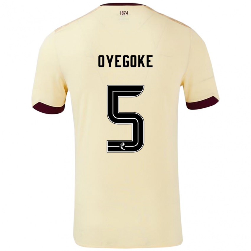 Mujer Camiseta Daniel Oyegoke #5 Crema Burdeos 2ª Equipación 2024/25 La Camisa Argentina