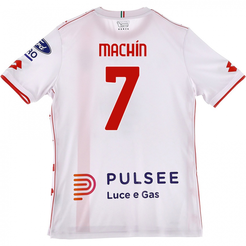 Mujer Camiseta José Machín #7 Blanco Rojo 2ª Equipación 2024/25 La Camisa Argentina