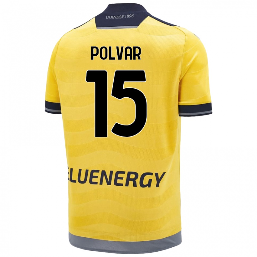 Mujer Camiseta Francesco Polvar #15 Dorado 2ª Equipación 2024/25 La Camisa Argentina